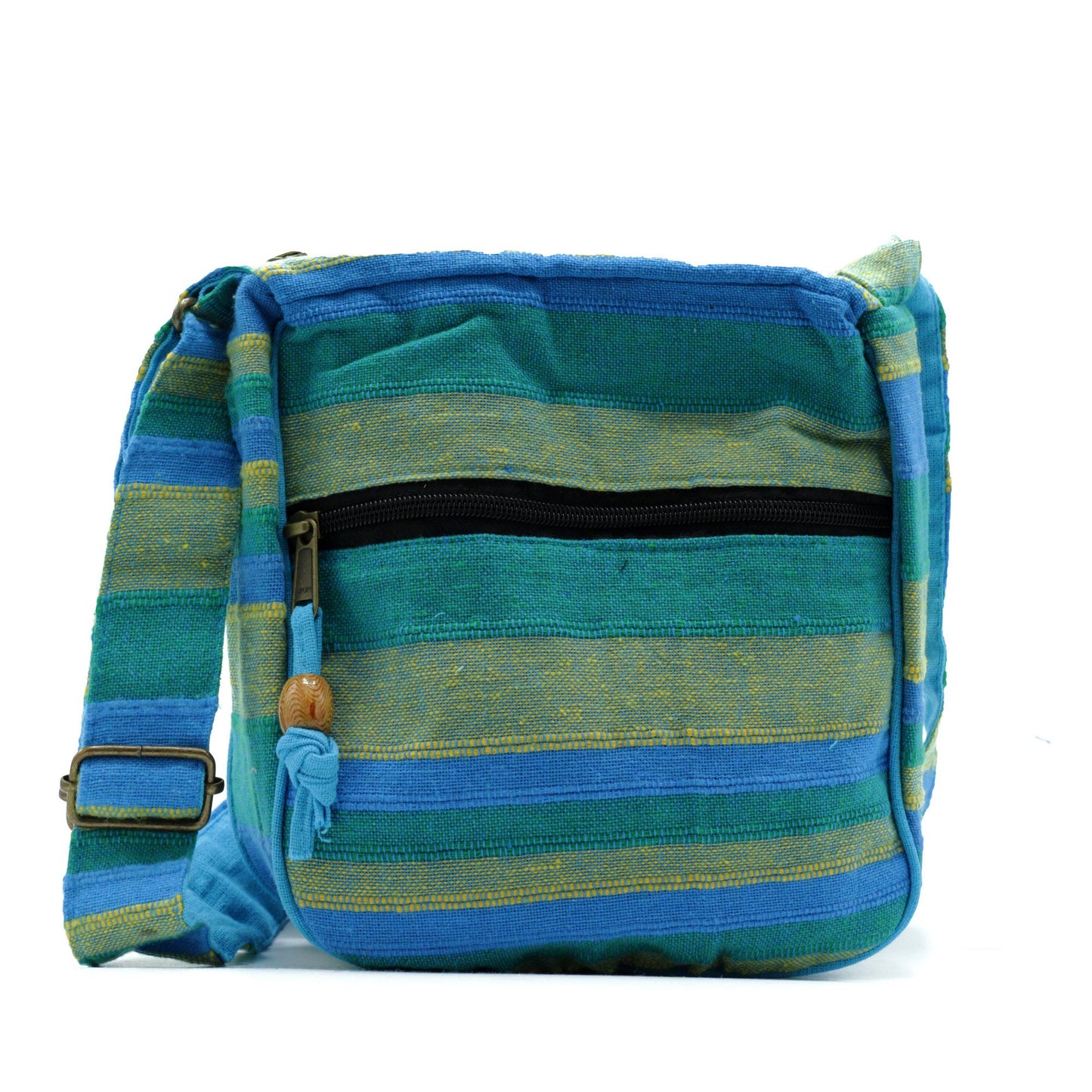Lrg Nepal Sling Bag (Adjustable Strap) - Spring Meadows Green & Blue