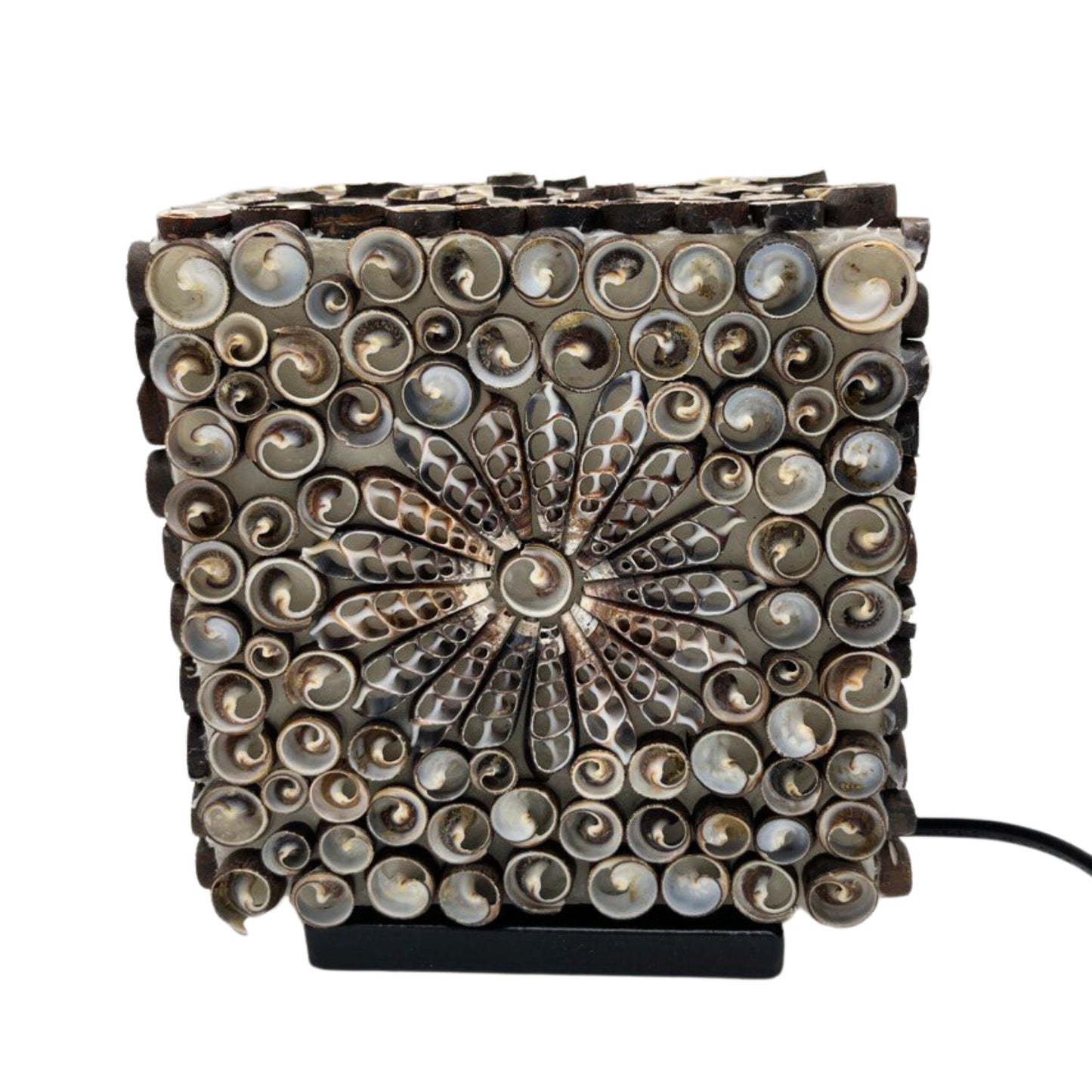 Boho Sea Shell Lamp - Chocolate Twist Square - 15cm