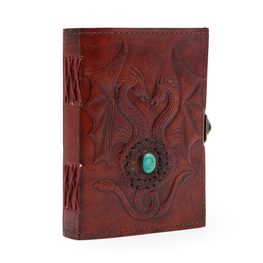 Two Dragons- Esoteric Notebook - Red Tan - 200 pages  Stich Edge- 17.5x12.5x3cm