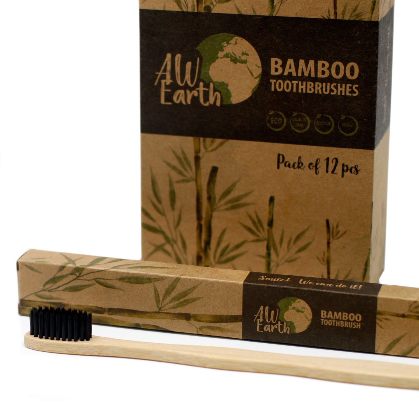1x Bamboo Toothbrush - Charcoal Medium Soft