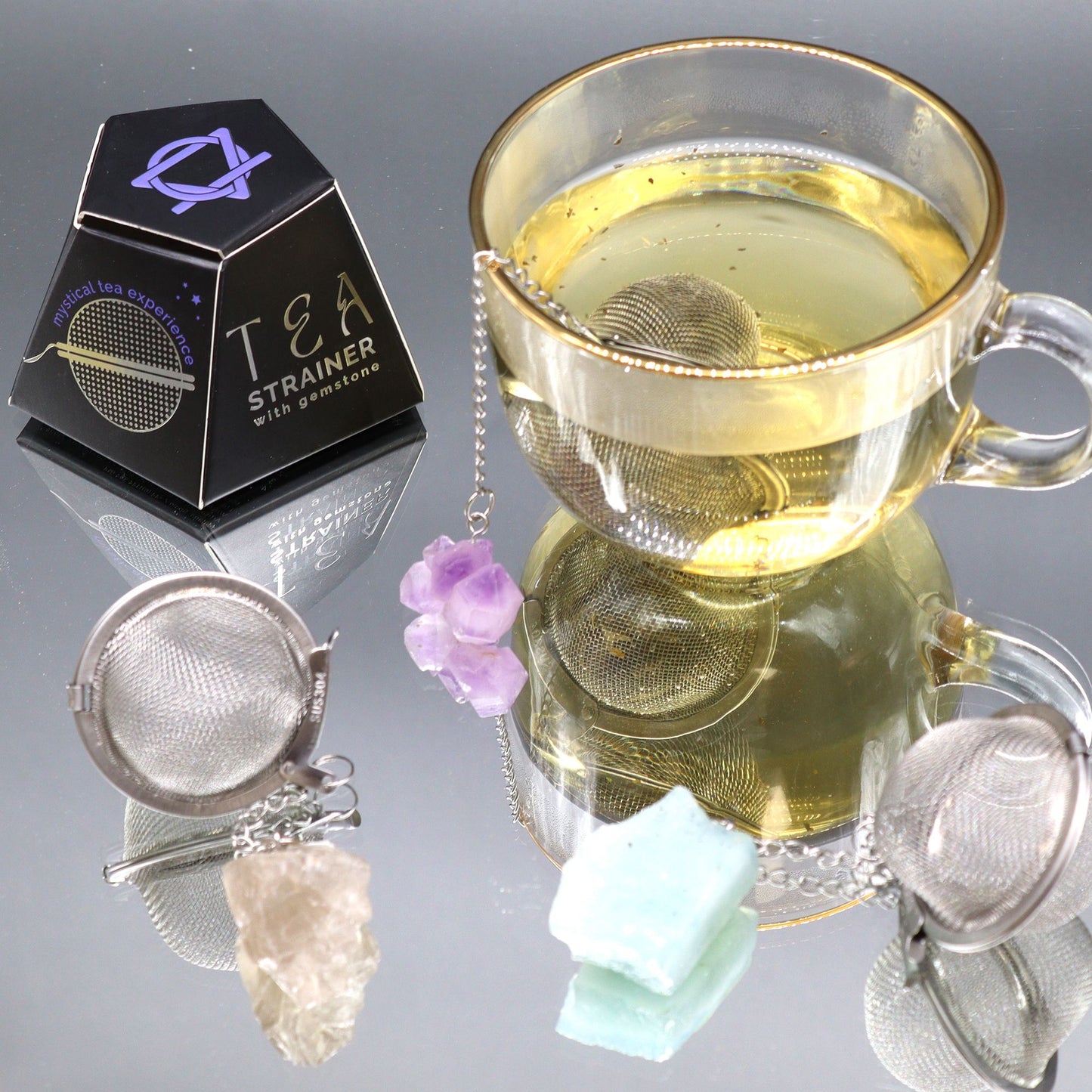 Raw Crystal Gemstone Tea Strainer - Rose Quartz